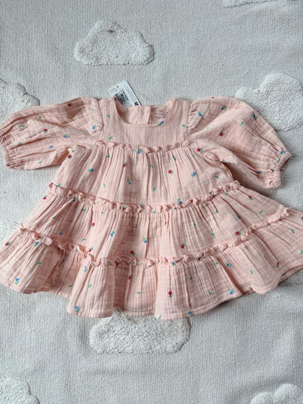 M&S Baby Pink Floral Dress & Tights Set – 3–6 Months – NWT